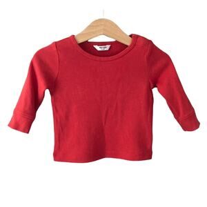 Baby Boden Solid Red Long Sleeve Tee - 3-6M
